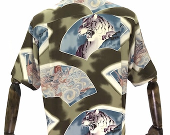 Made in Japan Sun Surf 100% Rayon Crepe Kimono Sun Surf Tigers Dragons