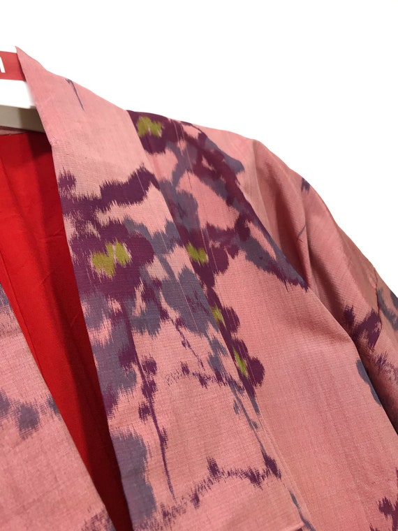 Made in Japan Vintage Kimono Pink Silk Jacket Flo… - image 5