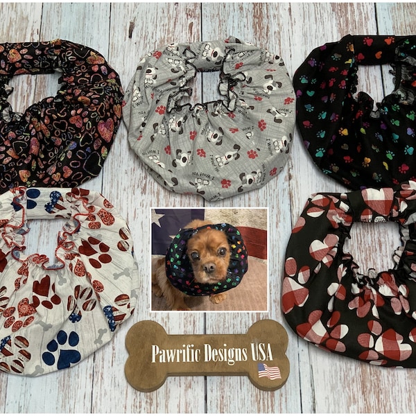 Dog Snood Dog Print Fabric for Cavalier to Protect Ears Eating, Basset Hound, English Springer Cocker Spaniel, Dachshund, Afghan, Ear Wrap