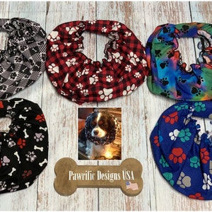 Dog Snood Food Print Fabric Cavalier King Charles Spaniel Feeding Protect Ears Puppy Handmade Gift Cocker Spaniel Ear Fringe Ear Cover Etsy