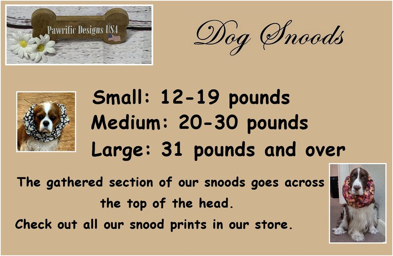 Dog Snood Dog Print Fabric, Cavalier King Charles Spaniel Protect Ears while Eating, Puppy Handmade Gift, Dachshund, Basset Hound, Cocker image 2