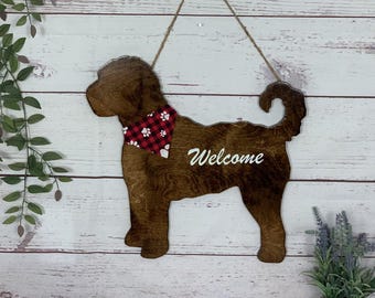 Doodle Welcome Door Sign - Handmade Labradoodle Wall Art Hanging