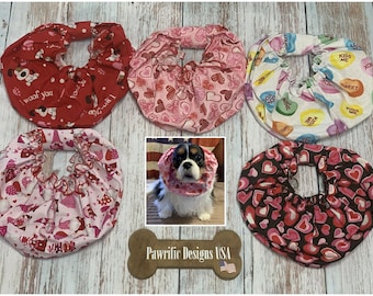 Dog Snood Valentines Day Fabric, Handmade Ear Covering Protection, Cavalier King Charles Spaniel, Basset Hound, Dachshund, English Springer