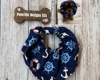 Nautical Dog Snood: Ear Cover for Long Ear Dogs Like Cocker Spaniels