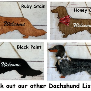 Longhaired Dachshund Wood Door Hanger, Wall Art Hanging Welcome Sign Home Decor, Puppy Dog Birthday Mothers Day Handmade Gift for Her Mom image 9