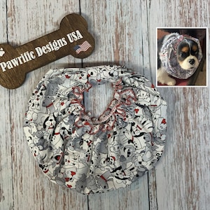 Cartoon Dog Snood for Cavalier Spaniel to cover ears while eating and walking outside, also protects Basset Hounds, Irish Setters, Poodles