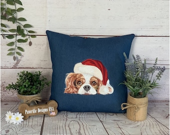 Cavalier King Charles Spaniel Embroidery Pillow, Decorative Home Decor, Handmade Gift for Her Him Mom Dad Sister Friend Mothers Day Birthday