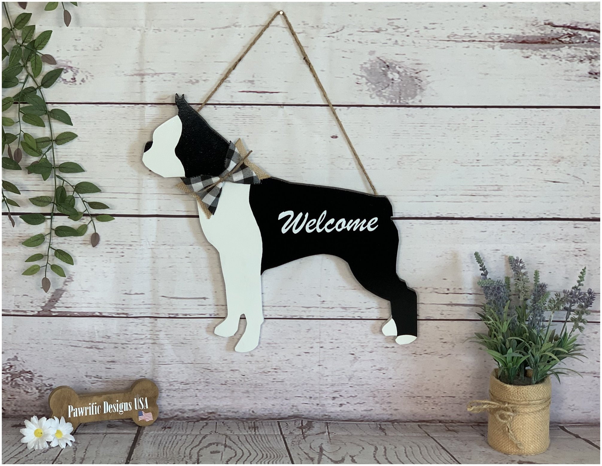 PCSCP Beware Guard Boston Terrier (Silhouette) on Duty 11.5 inch x