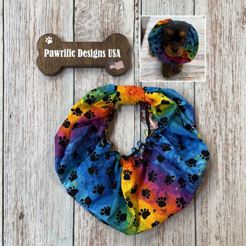 Dog Snood for Cavalier King Charles Spaniel to cover and protect ears while eating. Also fits any long eared dog breed.