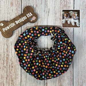 Colorful Dog Snood for Cavalier King Charles Spaniel to Cover and Protect Ears while eating - Fits Basset Hounds, Dachshunds, Poodle Snood