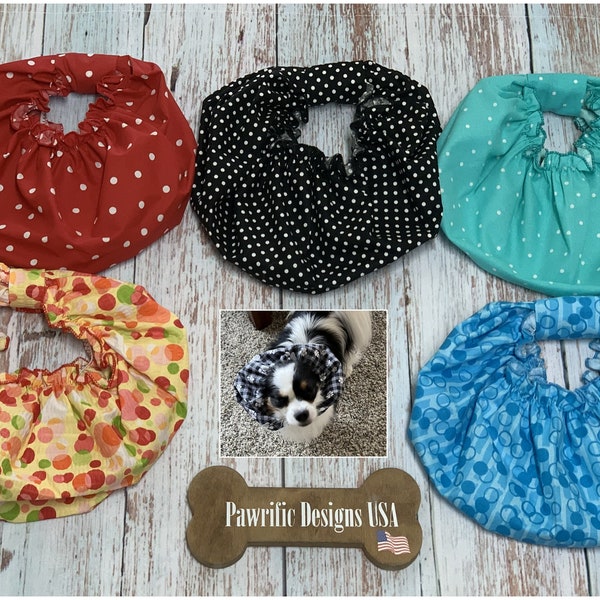 Dog Snood Ear Covering while Feeding, Protect Ears, Cavalier King Charles Spaniel Cocker, Basset Hound, Dachshund, English Springer Handmade