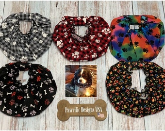 Dog Snood Dog Print Fabric, Cavalier King Charles Spaniel Protect Ears while Eating, Puppy Handmade Gift, Dachshund, Basset Hound, Cocker
