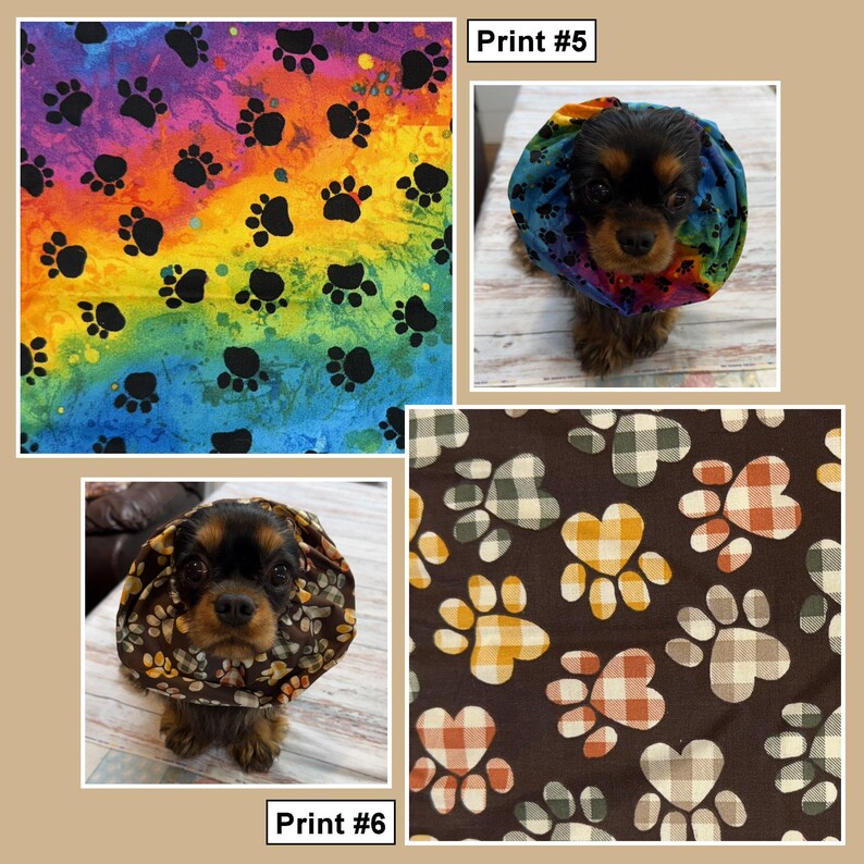 Dog Snood for Cavalier King Charles Spaniel to cover and protect ears while eating. Also fits any long eared dog breed.
