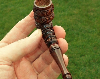 Carved Rosewood 4" Smoking Pipe w/Detachable Bowl ~ FREE SHIPPING & 6 Brass Screens Included! Tobacco Pipe, Wooden Pipe, Pipes