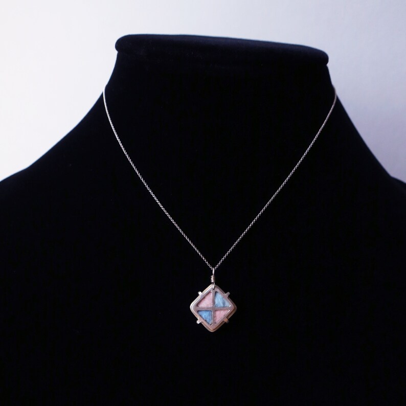 Baby Blue and Pink Rabbit Fur Necklace