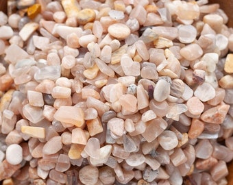 Peach Moonstone Chips, 5-7mm, Tiny Peach Moonstone Stones, Crystals for Rollers, Wishing Jars, Resin Projects, Stone Art, Candle Topper