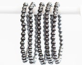 Hematite Bracelet, Small Bead, Silver Hematite Stretch Bead Bracelet Grounding, Vitality, Harmony, Balance, inspiration