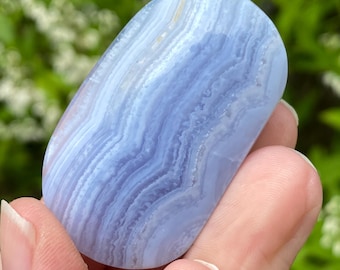 Blue Lace Agate, Palm Stone, Worry Stone, Exact Shown