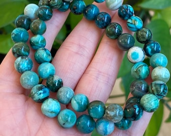 Peruvian Blue Opal Bracelet, Blue Opal, Heart and Throat Chakra, Water Energy Stone Bracelet