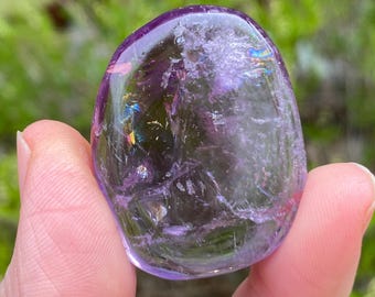 Pietra antistress in ametista gemma, pietra antistress in cristallo di ametista viola chiaro, pietra antistress
