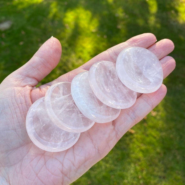 Rose Quartz Worry Stone, Pink Crystal Pocket Stone for Love, Friendship, Mothers, Sisters, Heart Chakra