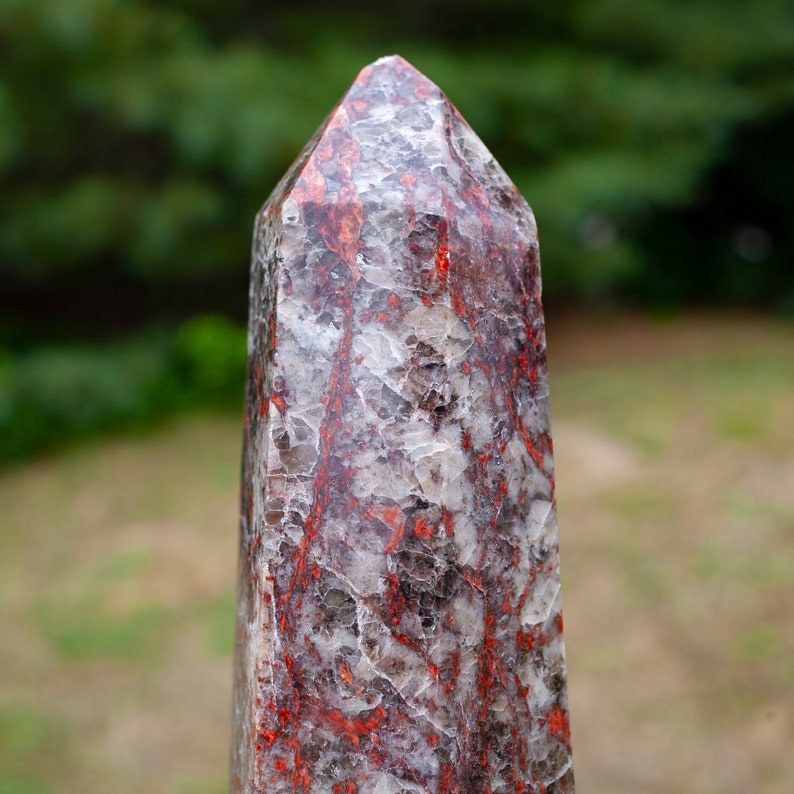 Red feldspar tower, XL Tower with Feldspar, shops Smoky Quartz, Tourmaline