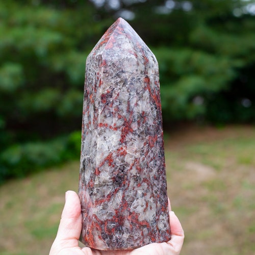 Red feldspar tower, XL Tower with Feldspar, shops Smoky Quartz, Tourmaline