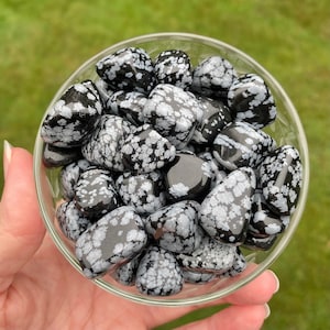Snowflake Obsidian Stone, Black Obsidian Tumbled Stones, Grounding, Balance
