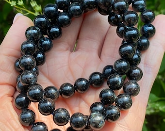 Arfvedsonite Bracelet, 8mm, 7in, Inution, Emotional Healing, Transformation