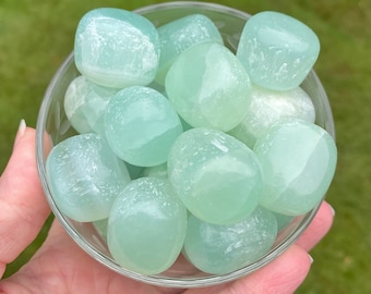 Seafoam Green Calcite Stone, Large Calcite Tumbled Stone for Higher Heart Chakra Healing, Renewal, Cleansing, Carribean