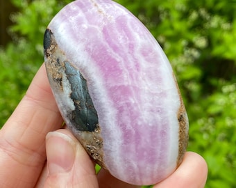 Pink Aragonite Palm Stone, Natural Pink Aragonite Stone, Exact Shown