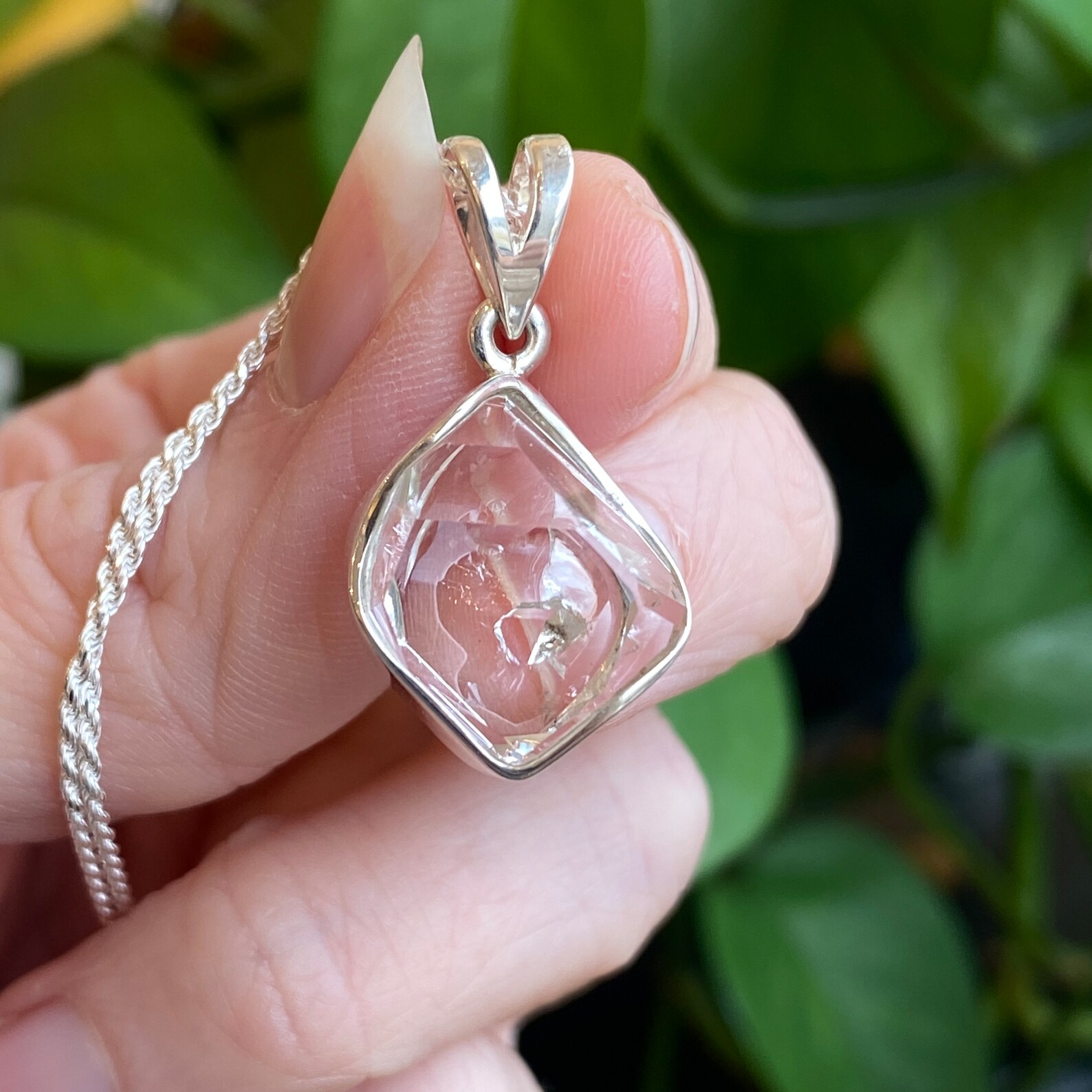 Black Kyanite & Herkimer Diamond Pendant main image 1
