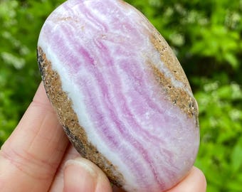 Pink Aragonite Palm Stone, Natural Pink Aragonite Stone, Exact Shown