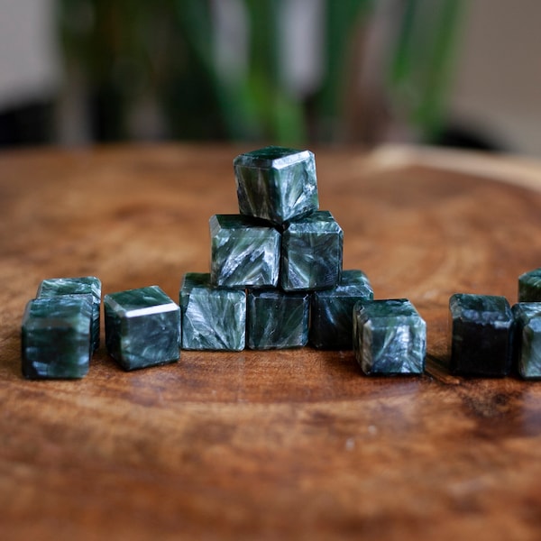 Seraphinite Cube, High Quality, Mini Crystal Cube, Crystal Cube