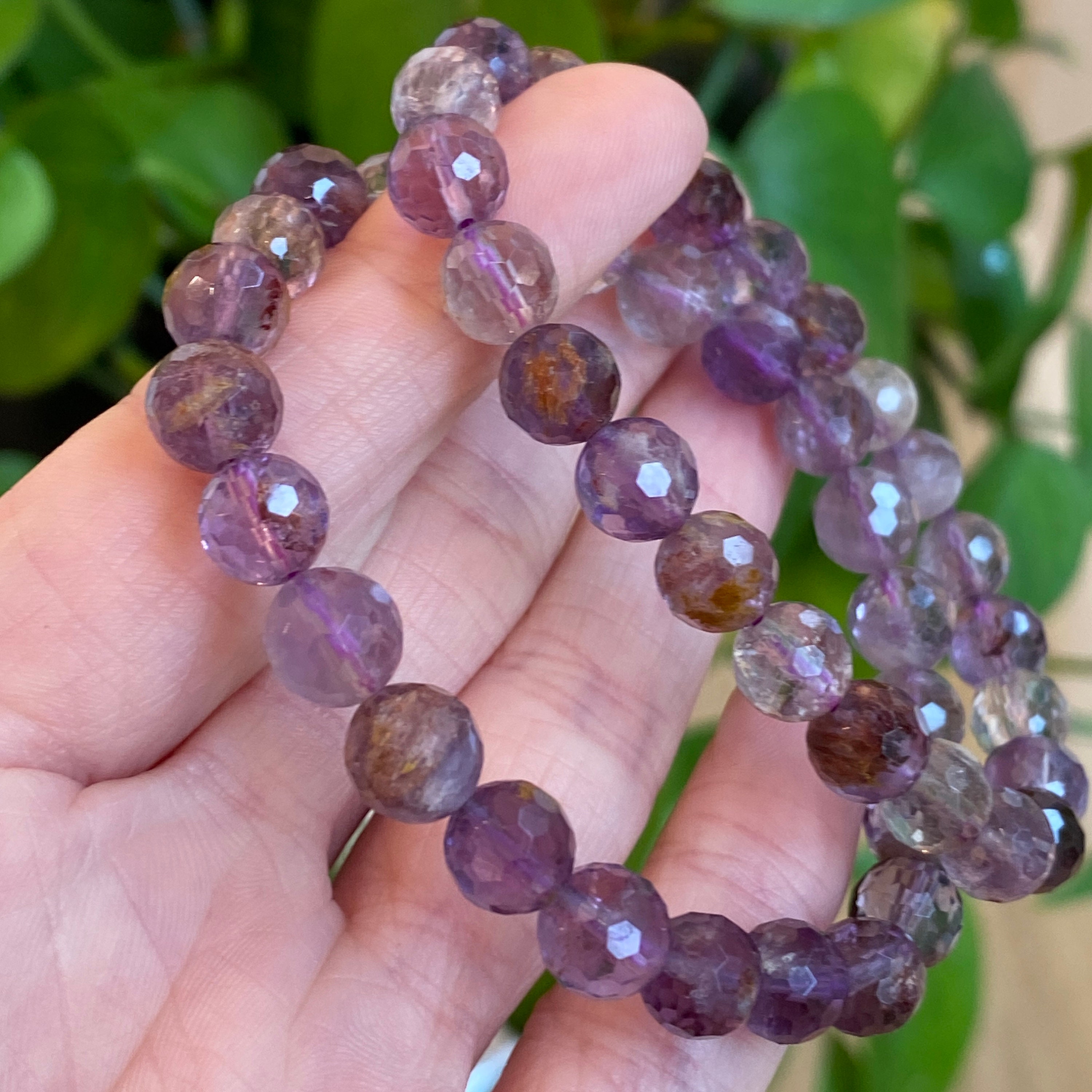 Super 7 Bracelet, Faceted Super Seven Bead Bracelet, Melody Stone Bracelet, Super seven Stone