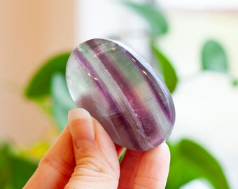 Rainbow Fluorite Palm Stone, Colorful Candy Fluorite, Florite