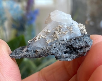 Native Silber, Silber Probe, Silber Mineral Probe, Silber auf Calcit, neue Lagerstätte, Zgounder Marokko