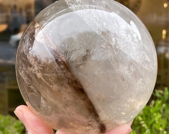 Grande sfera di quarzo fumé, quarzo fumé naturale, esattamente come in foto, 10 cm