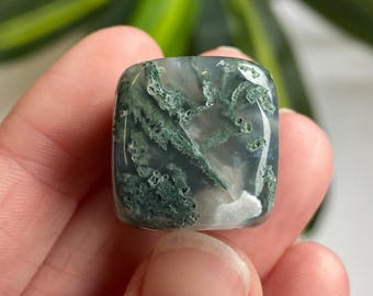 Moss Agate Cube, Crystal Cube, Moss Agate Stone, Carry Stone