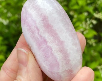 Pink Aragonite Palm Stone, Natural Pink Aragonite Stone, Exact Shown