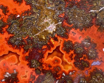 Red Kerrouchen Agate Slab, Vibrant Red, Cruentous