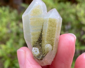 Lime Epidote on Quartz, Turkey, Exact Shown, Epidote Druse on Quartz Point, Specimen