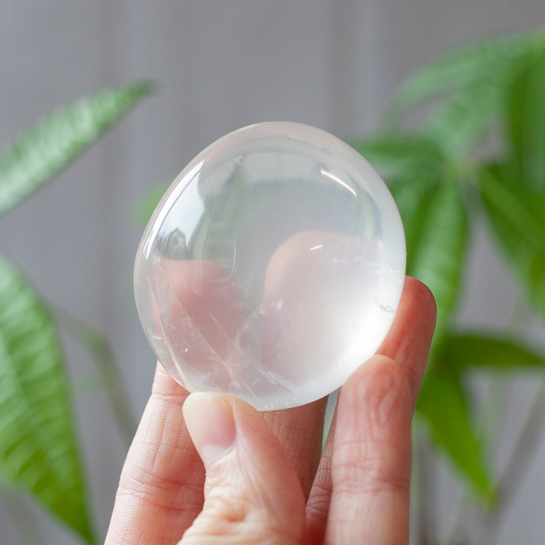 Girasol Quartz Palm Stone, Large Girasol Quartz Stone, Healing Crystals