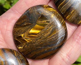 Hematite Banded Tiger's Eye Worry Stone, High Quality, Tiger Iron