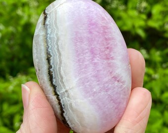Pink Aragonite Palm Stone, Natural Pink Aragonite Stone, Exact Shown