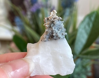 Native Silber, Silber Probe, Silber Mineral Probe, Silber auf Calcit, neue Lagerstätte, Zgounder Marokko