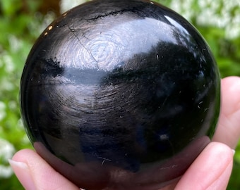Large Hypersthene Sphere, Flashy Hypersthene Sphere, striped, Exact Shown
