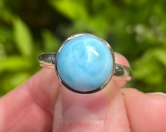 Anello in larimar, taglia 8, argento sterling, esattamente come in foto.