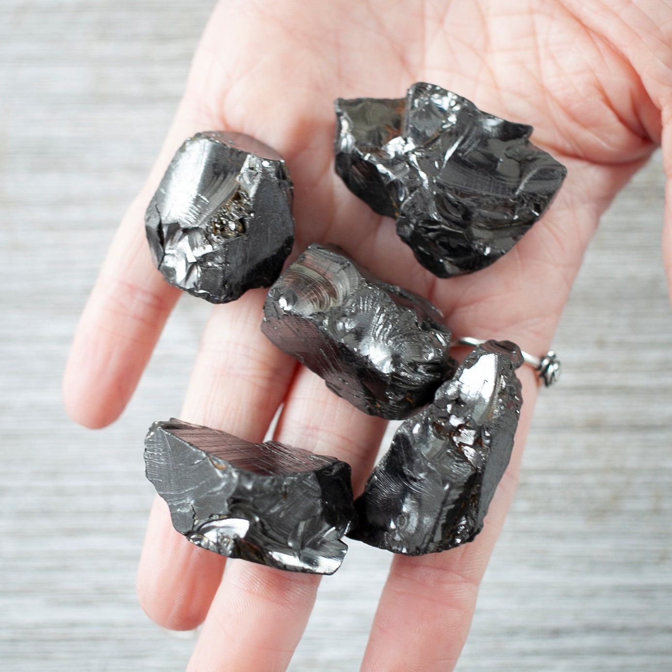 Shungite - Piedras de carelia crudas, minerales en bruto, piedra de agua,  especímenes de cristal natural, 5 unidades