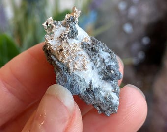 Native Silber, Silber Probe, Silber Mineral Probe, Silber auf Calcit, neue Lagerstätte, Zgounder Marokko